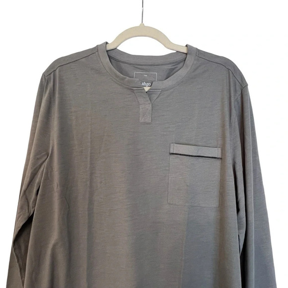 Lunya Men’s Henley Sleep Shirt Stone Grey Large NWOT Cozy Classic Pajamas Lounge - Picture 2 of 5